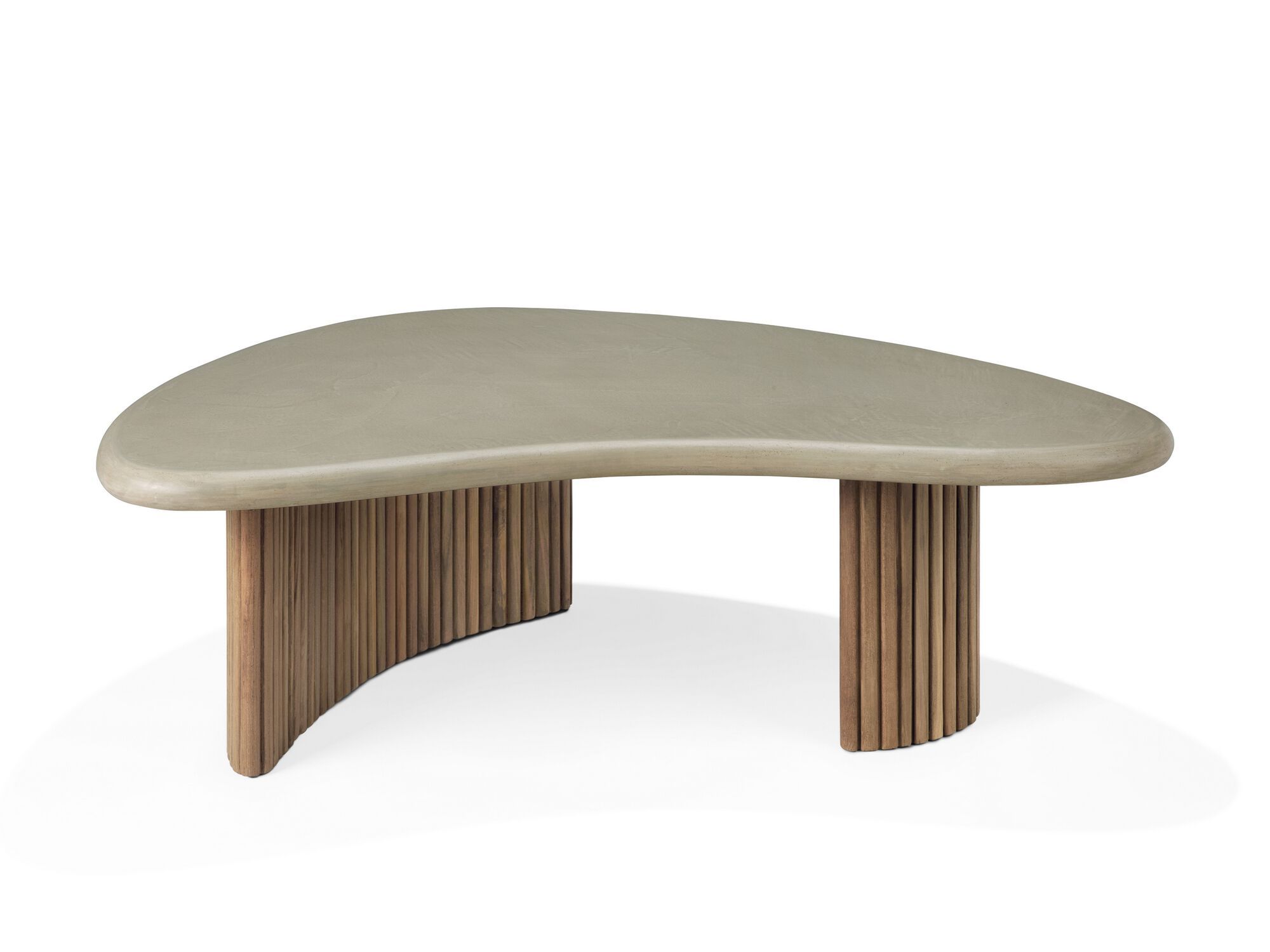 Низкий садовый стол из бетона и тика Ethnicraft Boomerang ARCH-00133323 - Вид №1