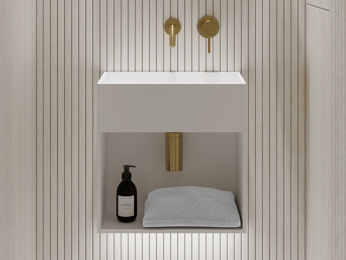 Прямоугольный одиночный подвесной умывальник из смолы LUSSO BLOK ARCH-00136938