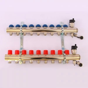 Коллекторная группа TOPWAY с регулировочными и термостатическими вентилями с метрической резьбой EMMETI 1"xM24x19 9 выходов