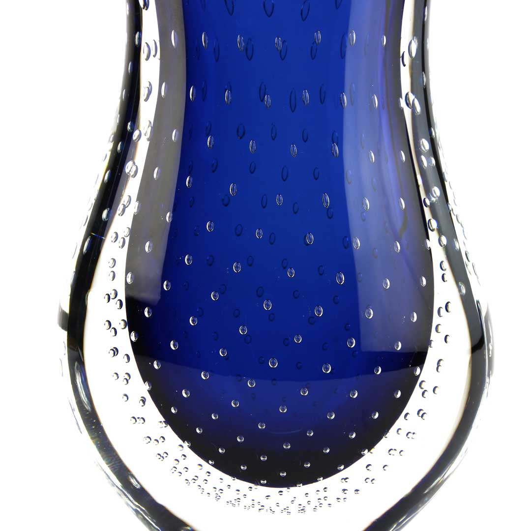 3891 ORIGINALMURANOGLASS Ваза Ласточка - синяя - соммерсо балетон - муранское стекло OMG 14 см  - Вид №1
