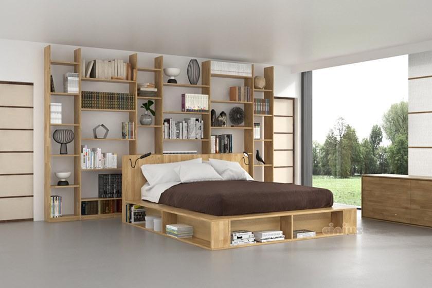 Cinius Кровать из массива дерева с отделениями для книжных шкафов sun-id-1370746 - Вид №1