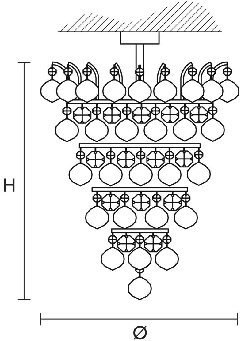 Masiero Потолочный светильник накаливания с кристаллами Impero & deco sun-id-1488603 - Вид №1