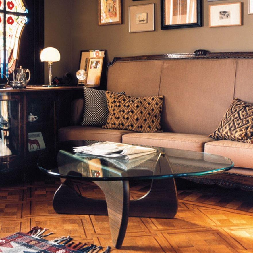 Журнальный столик стеклянный с основанием орех Isamu Noguchi Style Coffee Table SOHO DESIGN ISAMU NOGUCHI 131569 Орех;коричневый;прозрачный  - Вид №5