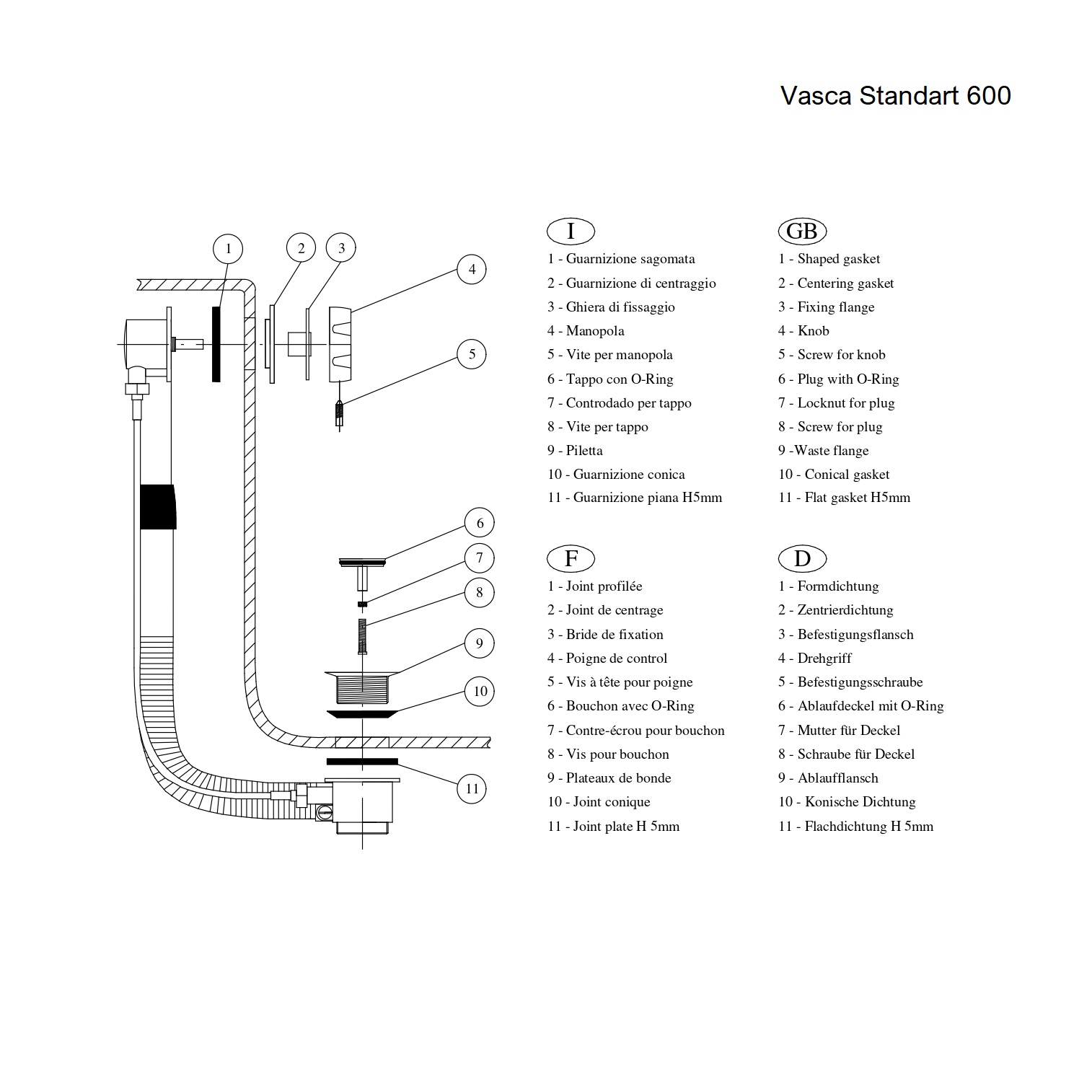 СЛИВ-ПЕРЕЛИВ, СИФОН VASCA STANDART 400/600 RECOR sun-id-1718085 - Вид №2