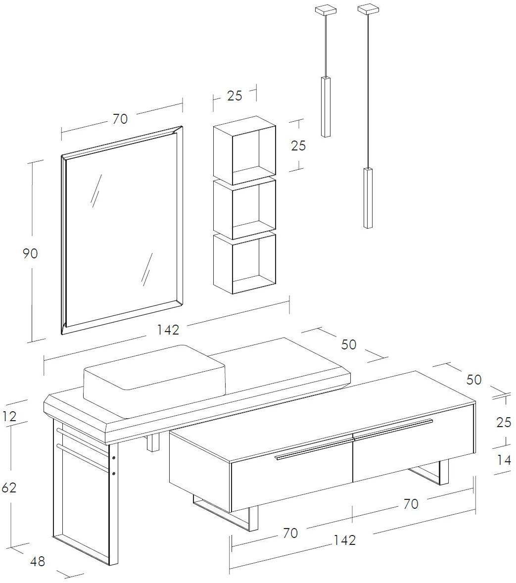 LEGNOBAGNO Тумба под умывальник одинарная с зеркалом Life sun-id-1377112 - Вид №4