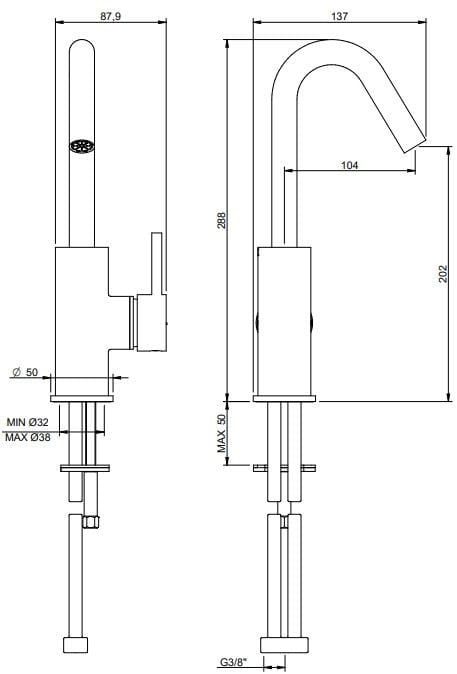 Смеситель для раковины с одним отверстием Rubinetterie Treemme X-Change_Mono ARCH-00020635 - Вид №1
