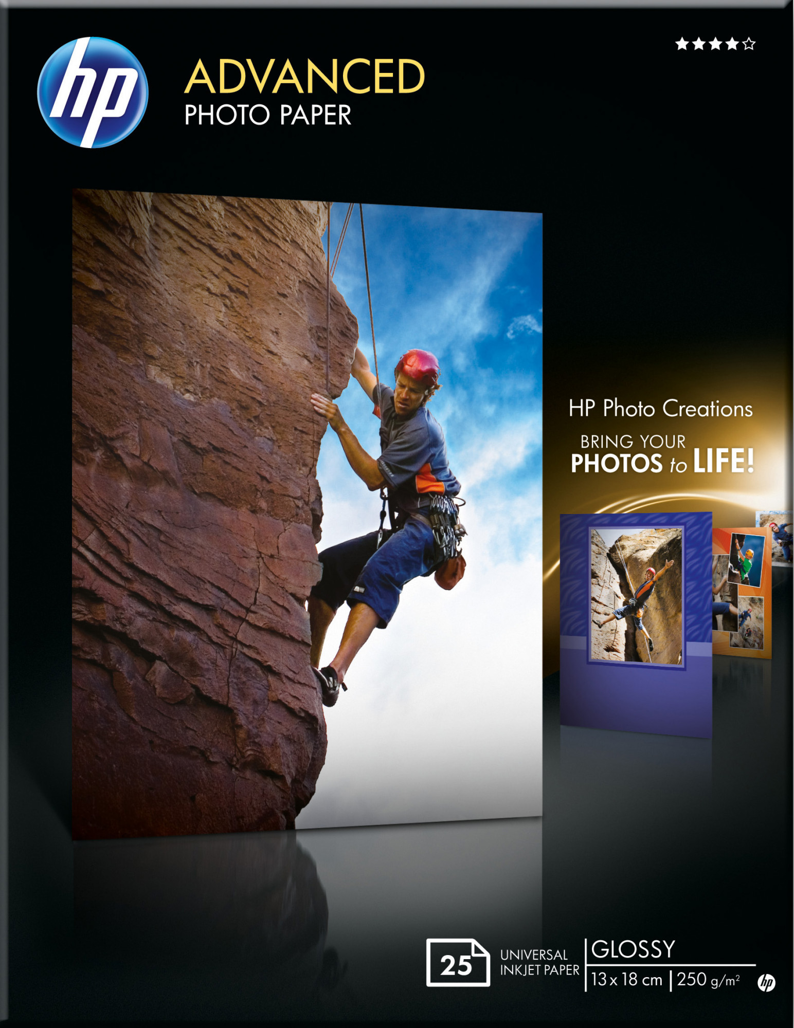 Q8696A advanced glossy photo paper-25 sht/13 x 18 cm borderless HP Santreyd 