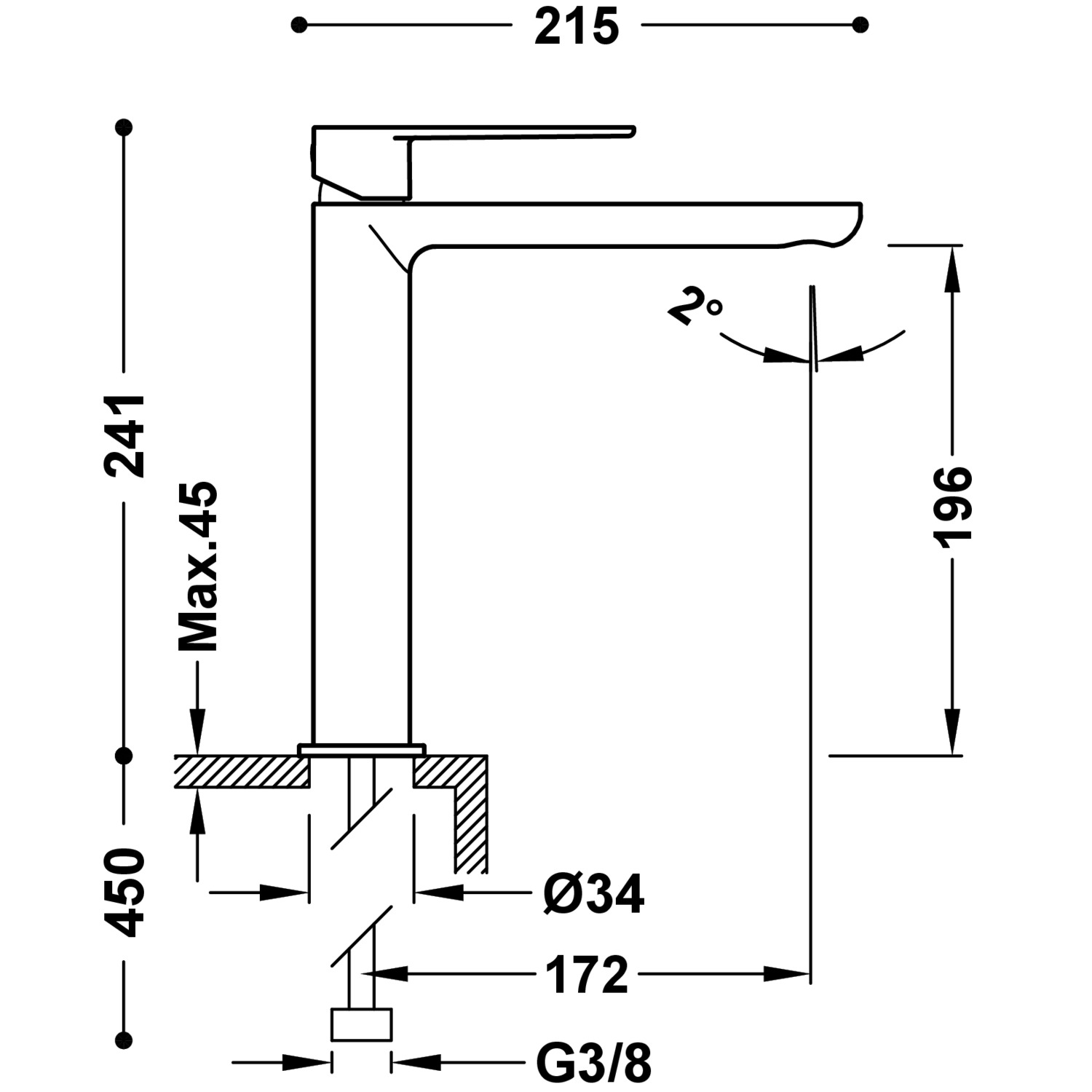 Смеситель для умывальника LOFT High с одной ручкой -20020303AC TRES  - Вид №1