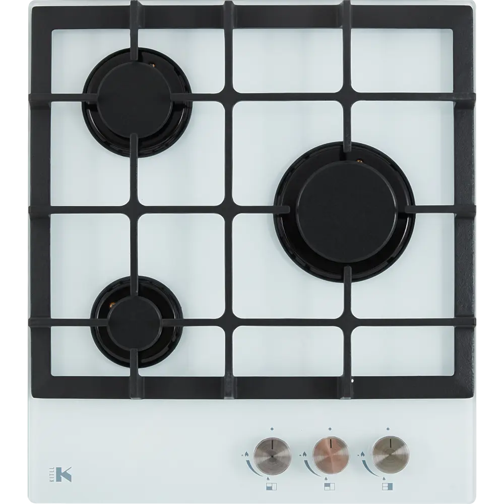Газовая варочная панель Kitll KGG 4501 45 см 3 конфорки цвет белый STLM-2198608 - Вид №1