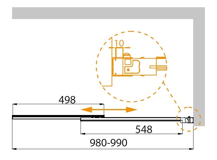 ECO-O-VF-11-100/145-P-Cr Душевое ограждения на борт вынны Cezares Китай - Вид №1