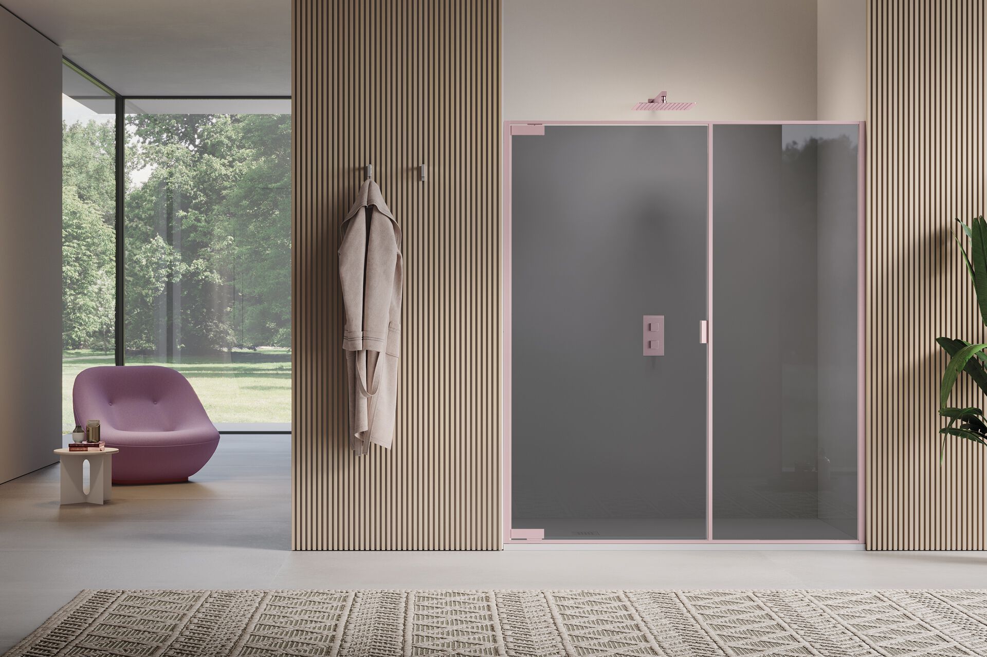 Поворотная поворотная дверь с фиксированной стеной в линии только для ниши Samo PYXIS ARCH-00112847 - Вид №1