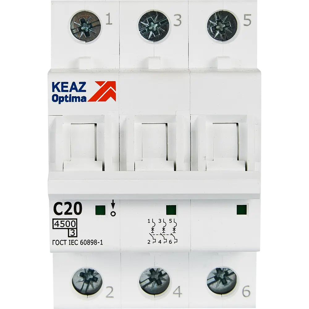 Автоматический выключатель КЭАЗ Opti Din BM63 3P 20А для надежной защиты электросети 89206646 STLM-1112684 - Вид №1