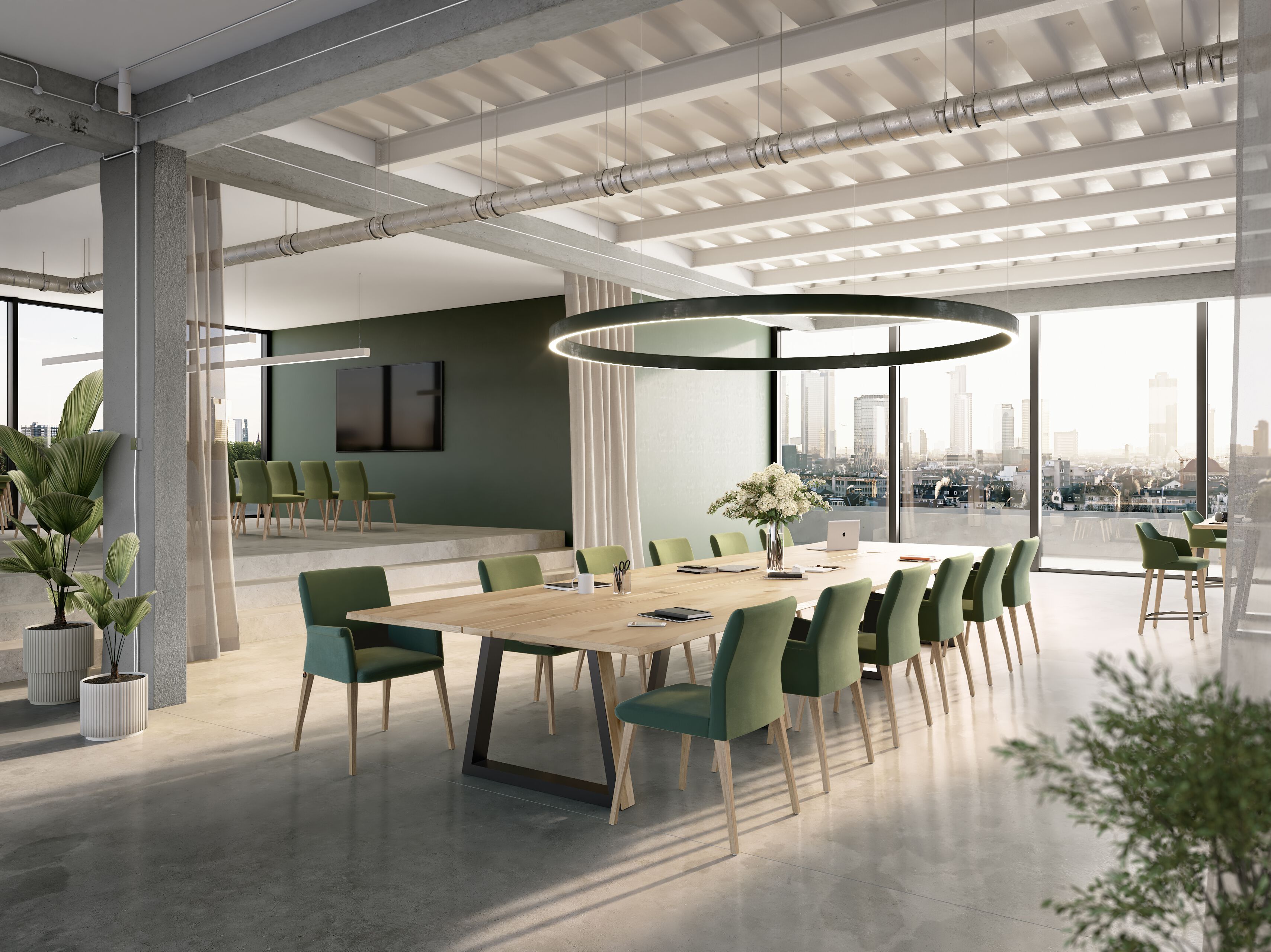 Деревянный прямоугольный стол для совещаний с системой люверсов Mobitec JAVARI T0314 ARCH-00047136 - Вид №5