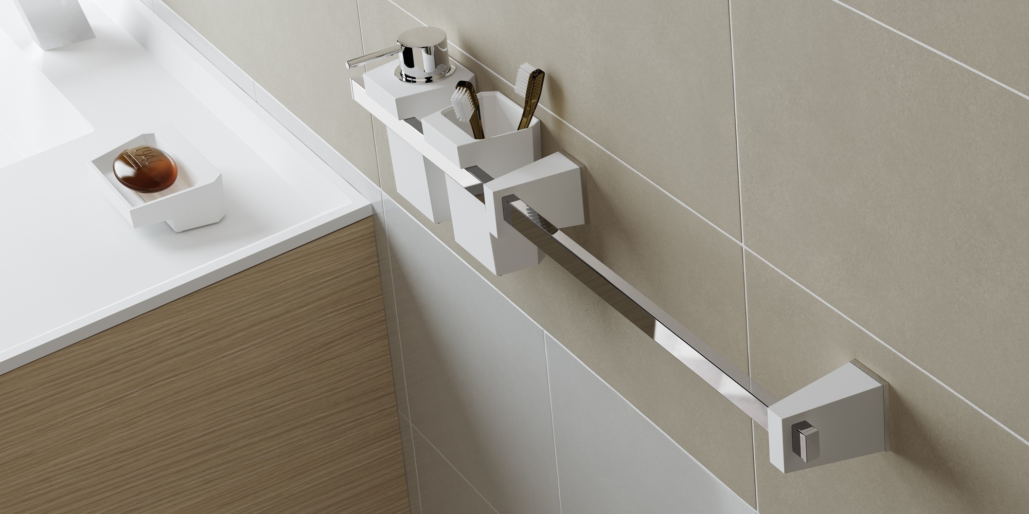 Sonia Дозатор для жидкого мыла настольный S0 белый/хром 156283 - Вид №1