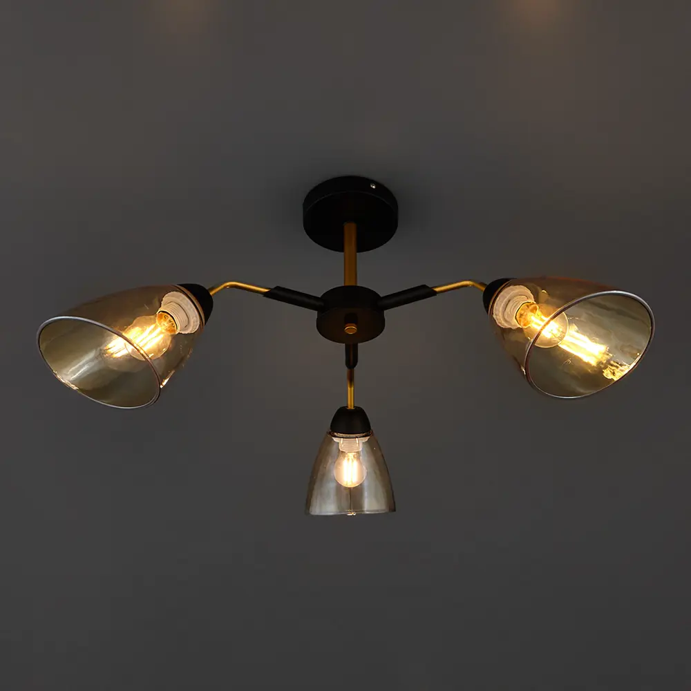 Люстра потолочная Jlight Alma 3152/3C 3 лампы E27 60W цвет черный и матовое золото 85233254 STLM-2163984 