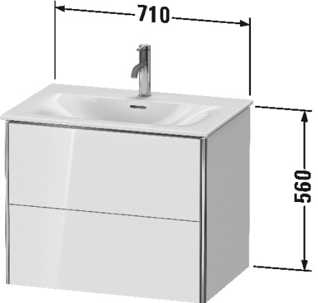 XS432300707 Тумбочка подвесная XSquare #XS4323 710 x 478 мм Бетонно-серый матовый декор Duravit - Вид №1