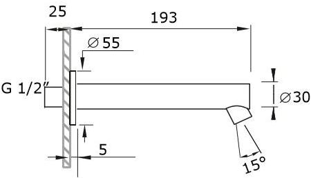 MINA Излив из нержавеющей стали для умывальника настенный Giotto sun-id-1426233 - Вид №1