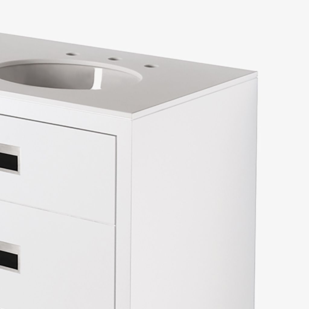OPVN02 Двойная деревянная раковина Opus 52 1/2 x 21 x 34 3/4 дюйма с Corian Top и раковинами Saxby Waterworks - Вид №1