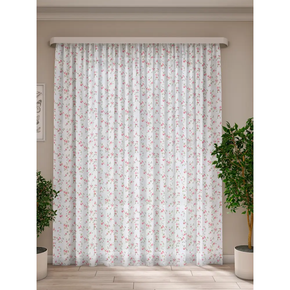 Тюль «Цветы» 1 п/м 280 см лён цвет красный ТОРГОВЫЙ ДОМ ТЕКСТИЛЬ STLM-2110031 - Вид №4