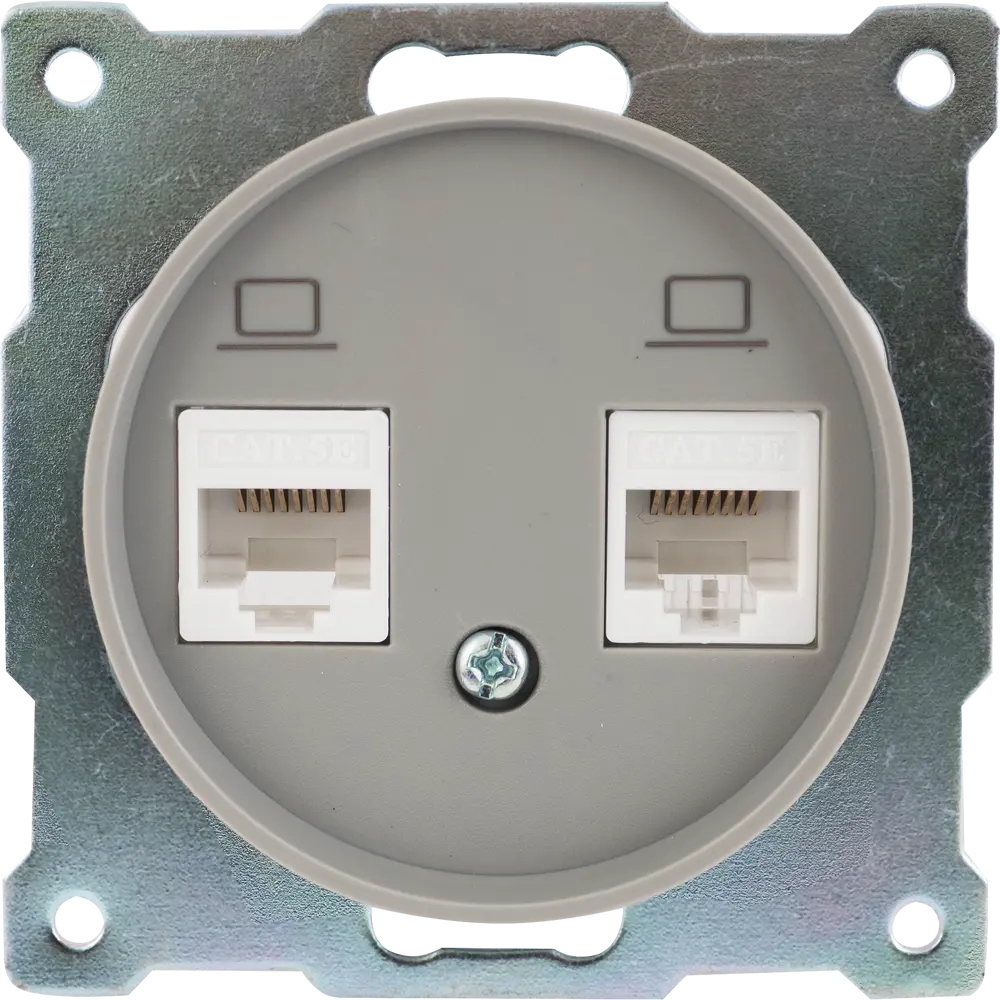 Розетка компьютерная двойная встраиваемая Onekey Florence RJ45 UTP cat 5e цвет серый ONEKEYELECTRO STLM-2021507