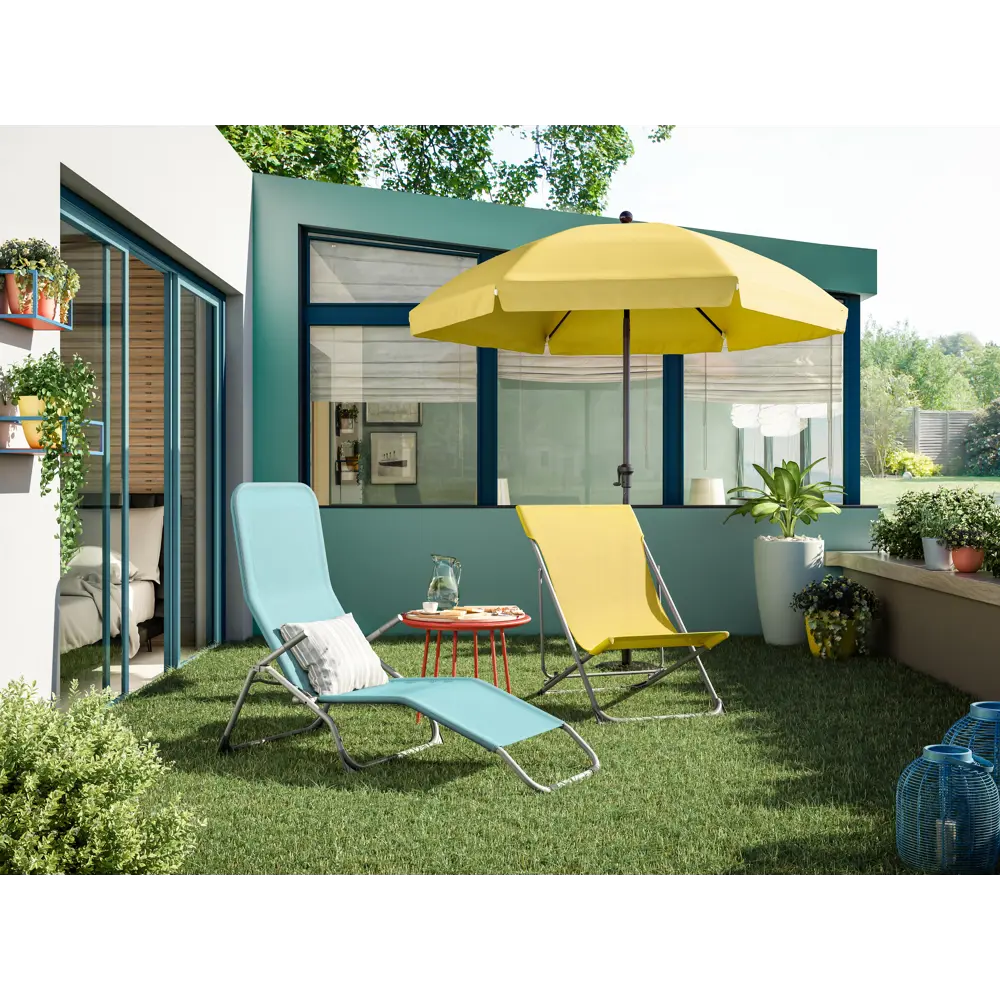 Шезлонг складной Naterial Fiesta 142x60x99 см сталь/ текстилен мятный Santreyd STLM-2143659 - Вид №11