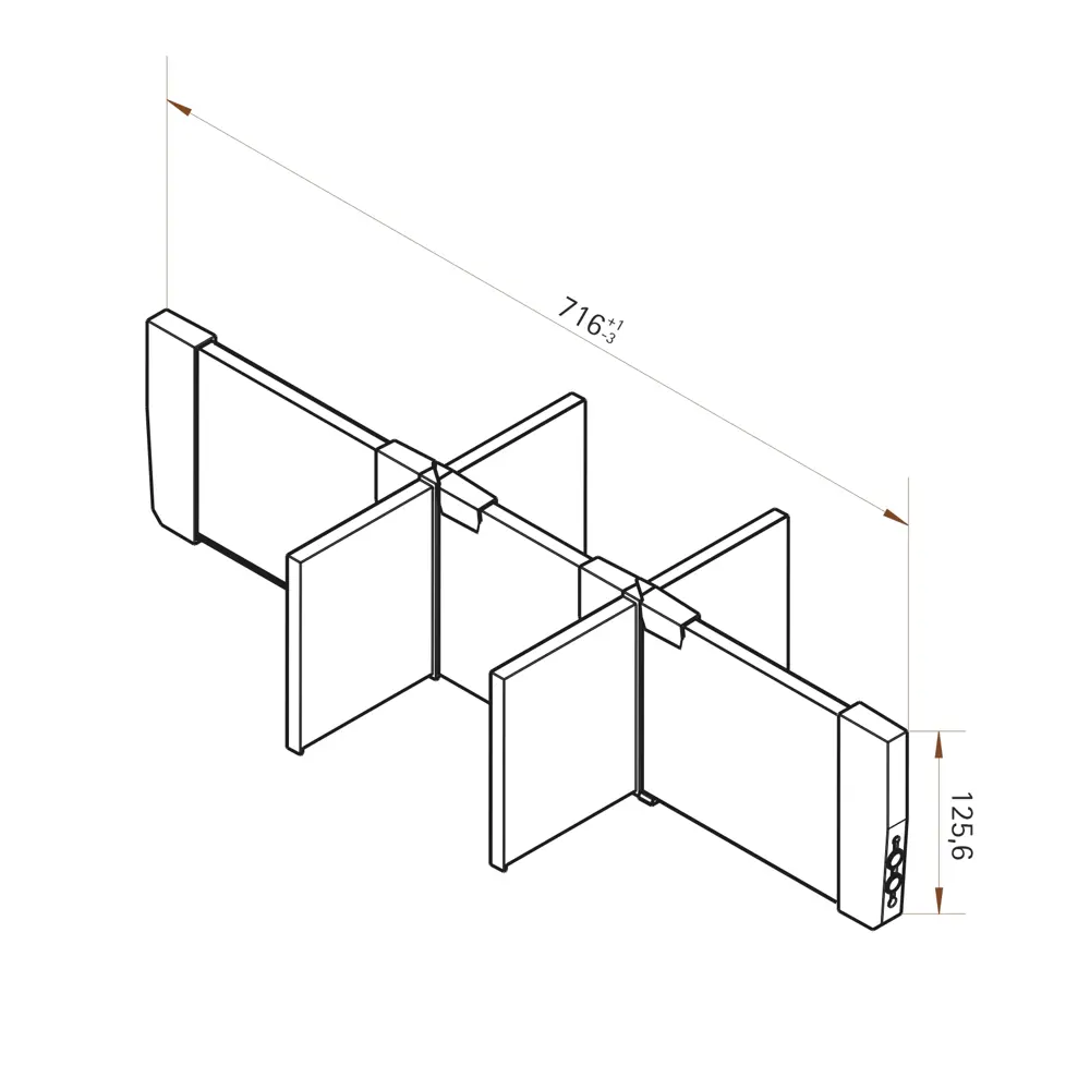 Перегородка для ящика Hettich Orga Store 820IAKB800 15x6.8x82 см пластик цвет серый STLM-2088559 - Вид №3