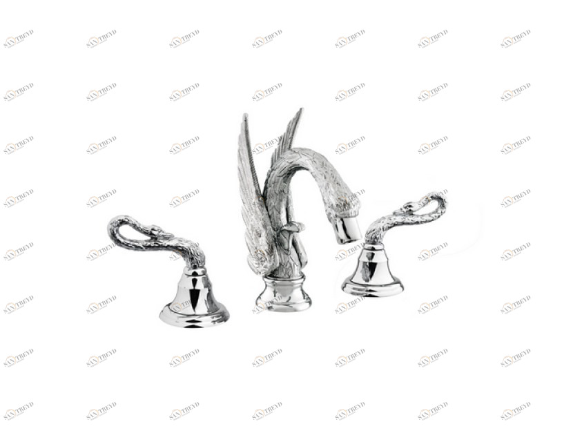 039042.000.50 Набор для раковины с тремя отверстиями Яркий хром Mestre Swan