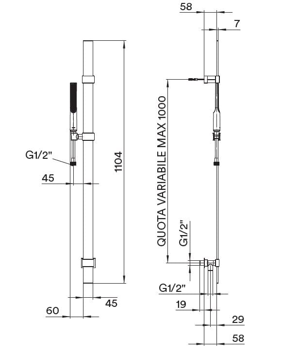 Латунный ручной душ с шлангом Bossini Apex ARCH-00151219 - Вид №2