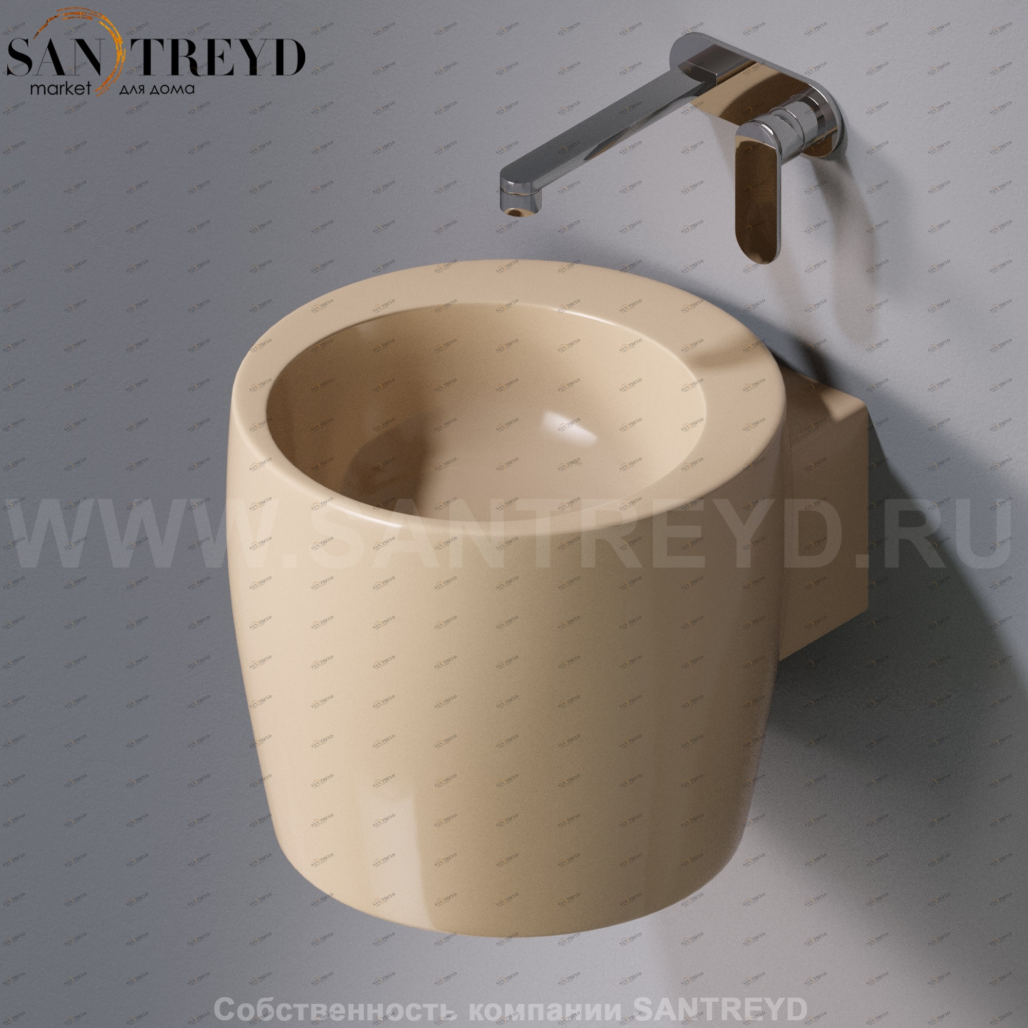 L102T0R0V1.110 Подвесная раковина настенная круглая A. e T. Italia SPOT бежевая AeT ITALIA TOTEM