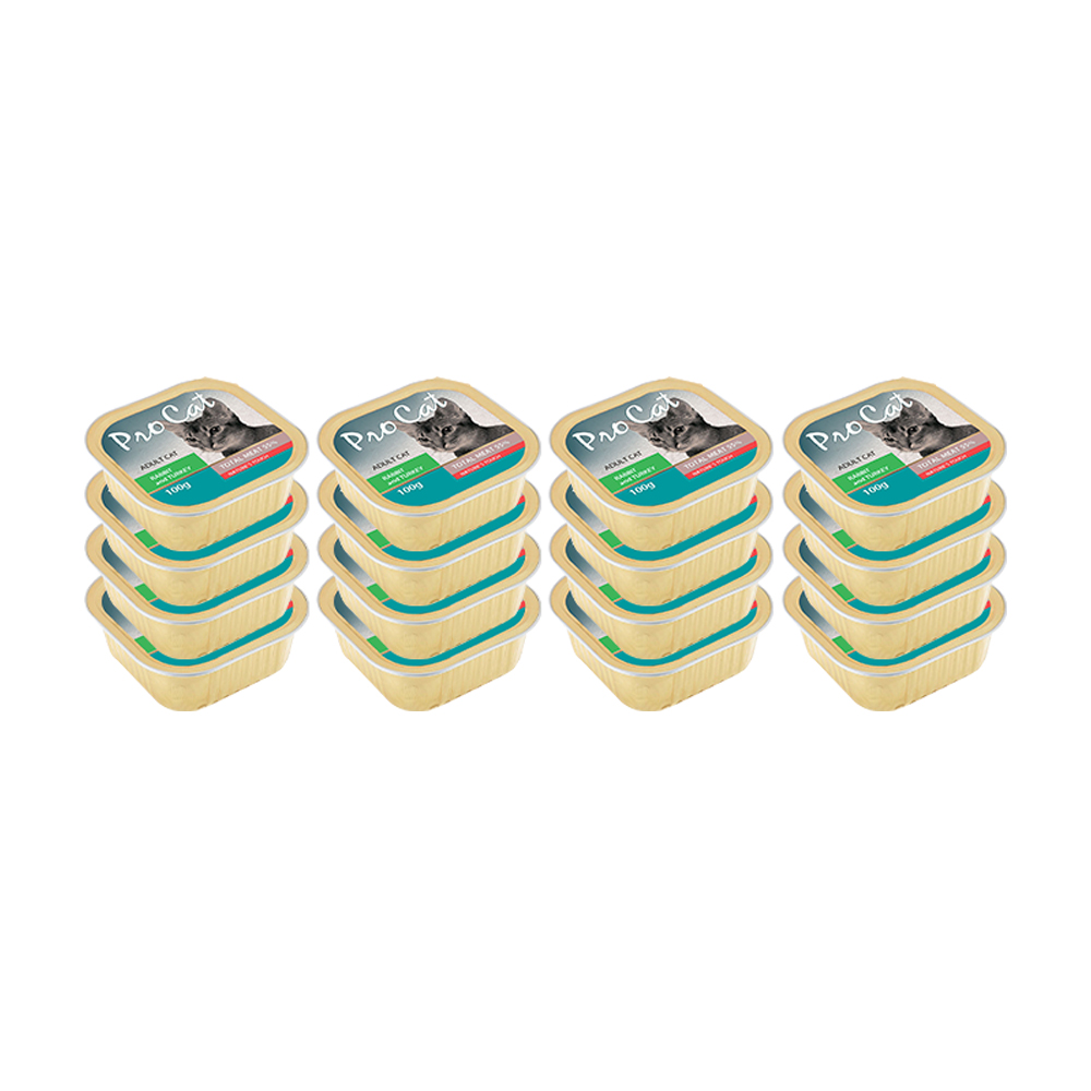 ПР0043776*16 Корм для кошек кролик и индейка конс. 100г (упаковка - 16 шт) Pro Cat 
