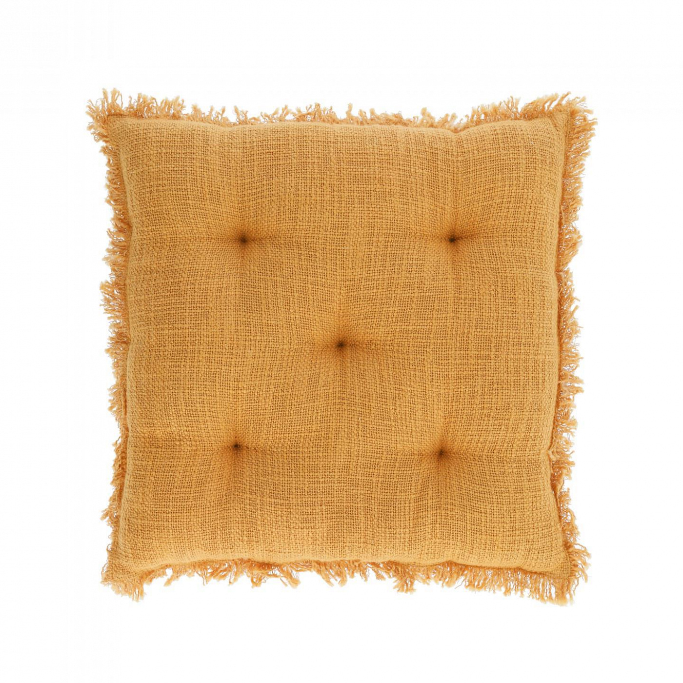 099982 Подушка для сиденья 45x45 горчичная, хлопок / бахрома La Forma Brunela 