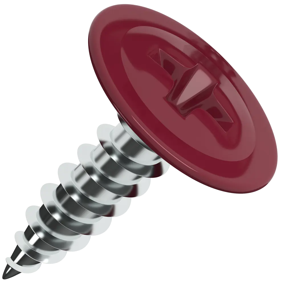 Саморезы с пресс-шайбой STANDERS RAL3005 красныеные с острым наконечником, 4.2x16, RAL3005 STLM-2137529