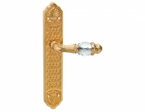 0A3141.000.01 Дверные ручки на пластинах с кристаллами сваровски Золото 24К