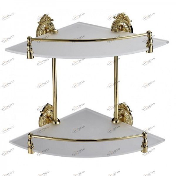 Полка стекло угловая двухэтажная Hayta (Германия) 13910-2/GOLD sun-id-561914