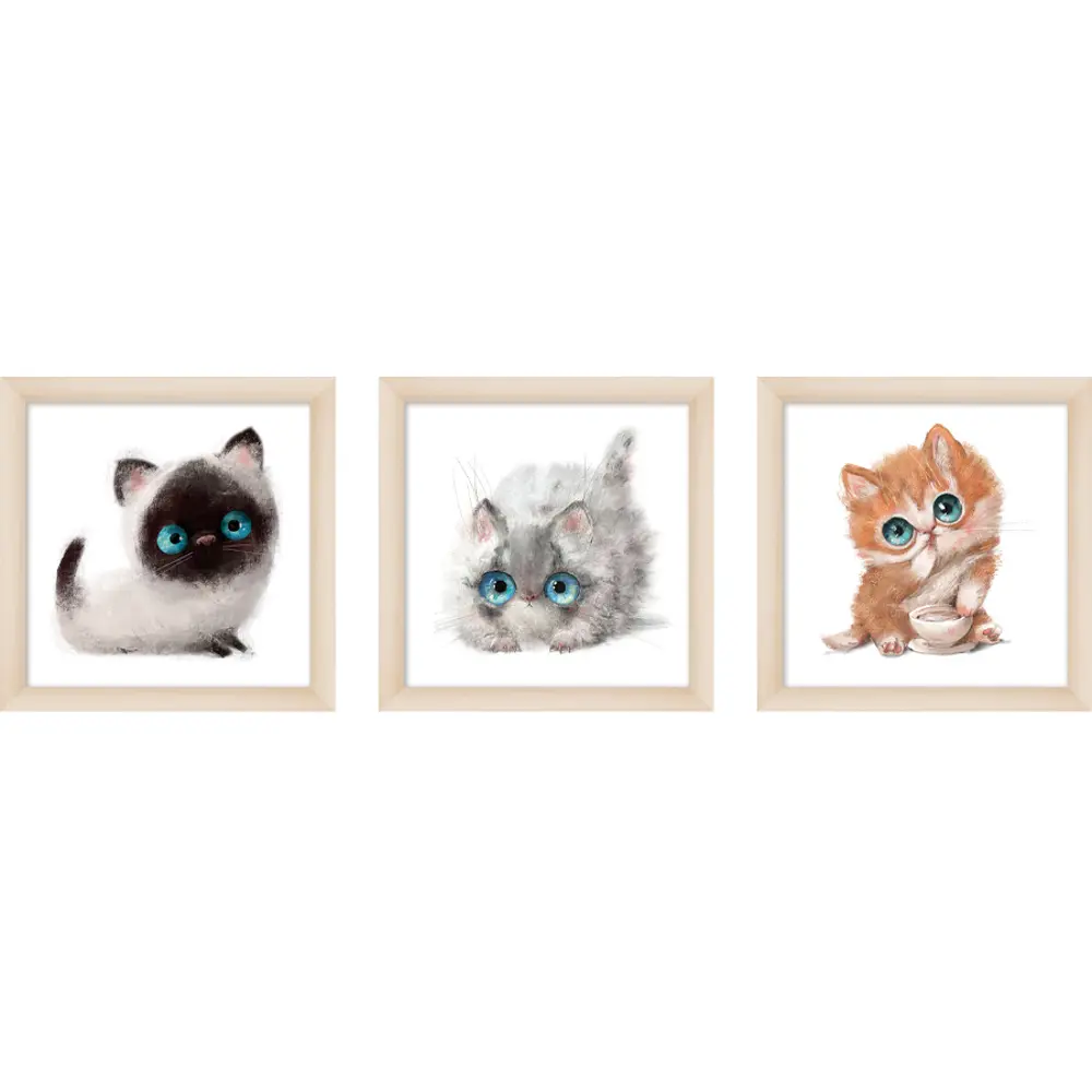 Модульная картина Котики 40x40 см 3 шт POSTERMARKET STLM-2058571