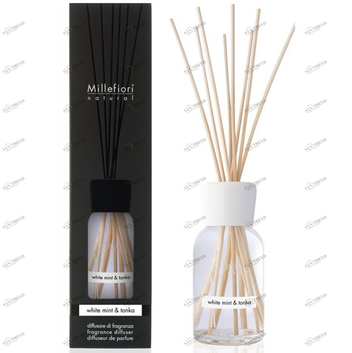 Диффузор с палочками 250 мл "Белая мята и тонка" White Mint & Tonka MILLEFIORI MILANO МЯТА 267374 Белый 