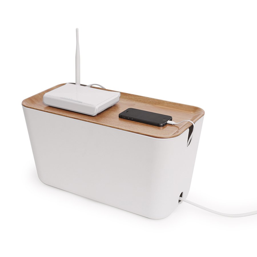 Органайзер бело-коричневый для проводов большой Cablebox BOSIGN  00-3872104 Белый  - Вид №2