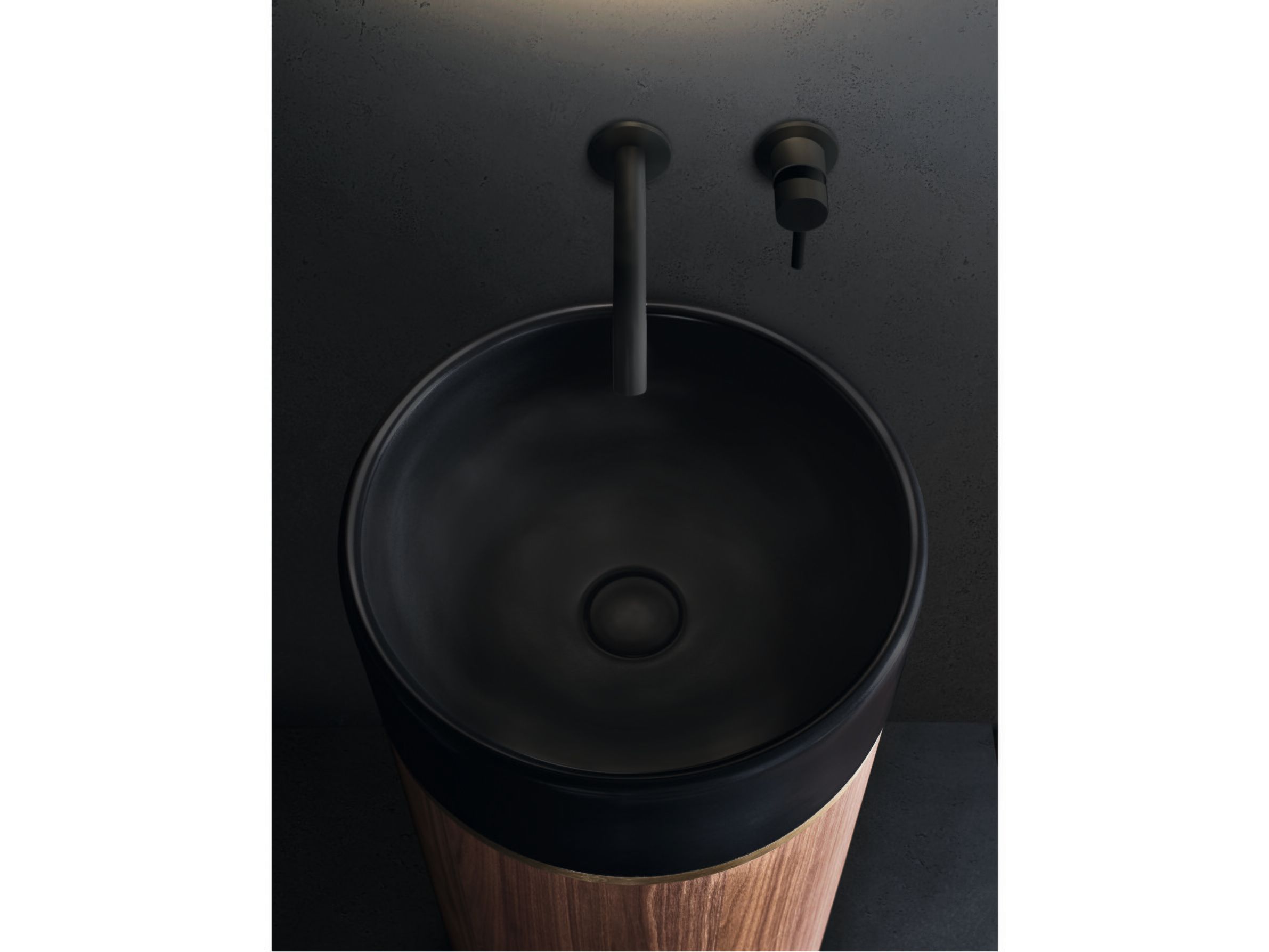 Круглый отдельно стоящий умывальник из дуба и керамики Noorth Рим ARCH-00067213 - Вид №1