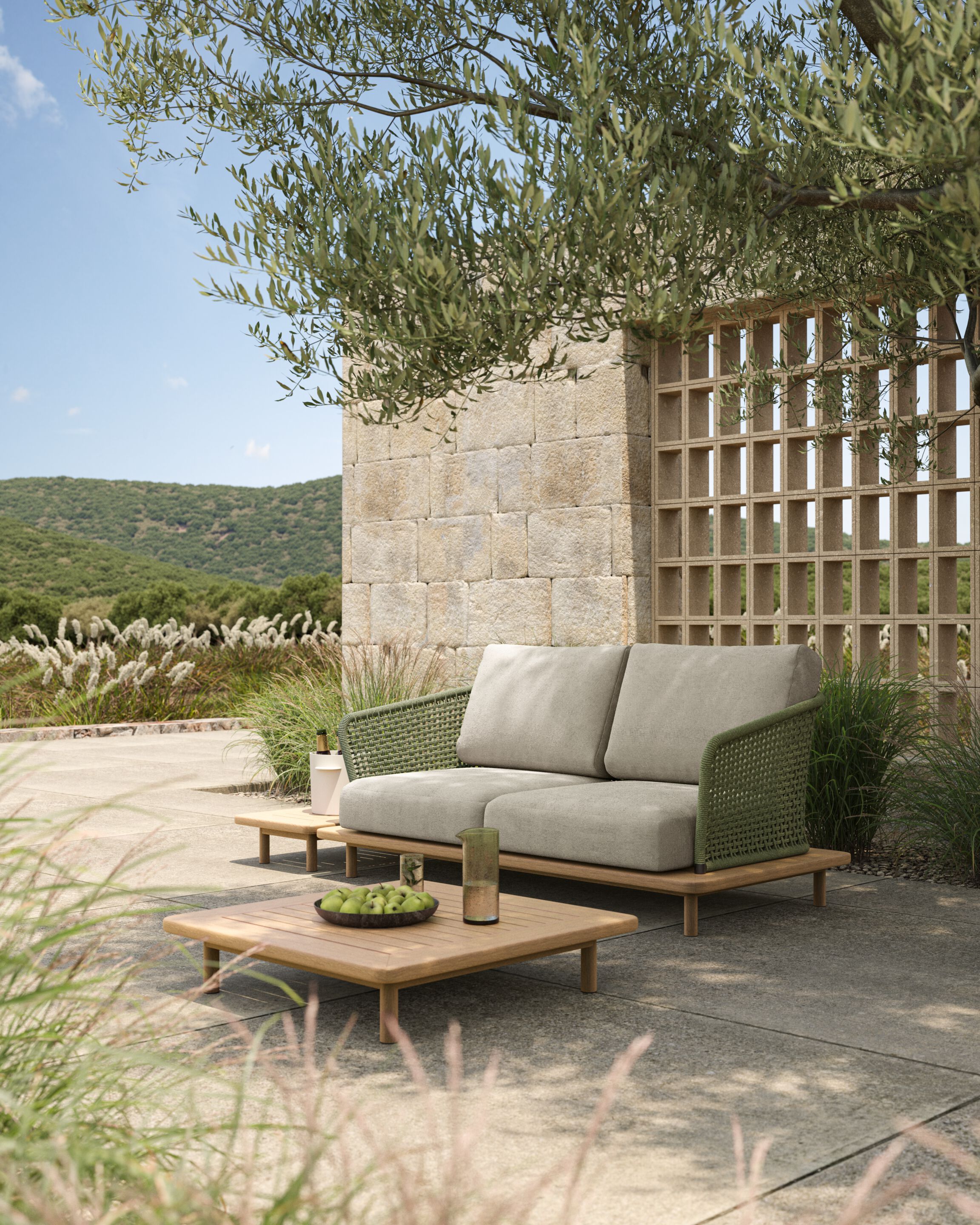 Садовый диван из тикового дерева VINEKO Abrazo ARCH-00153299 - Вид №1