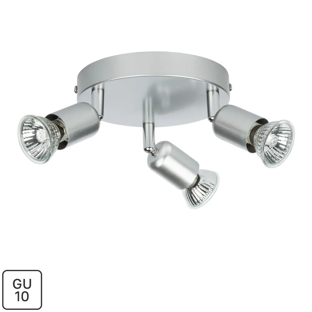 Спот поворотный Basic 3 лампы GU10 7.5 м² круглый цвет серебристый Santreyd STLM-2049444