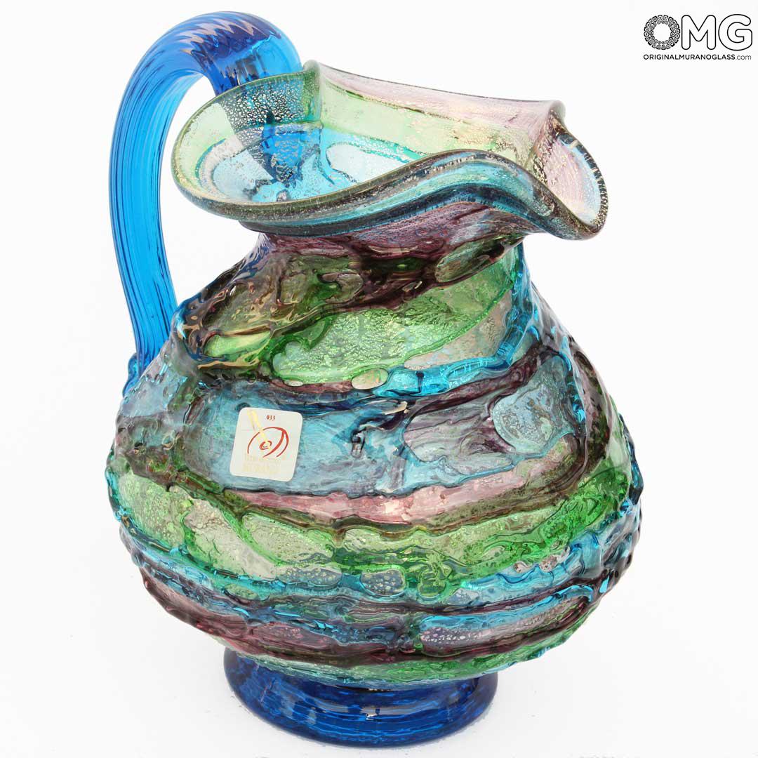 2280 ORIGINALMURANOGLASS Кувшин из муранского стекла Лагуна - сбруффи 17 см  - Вид №1