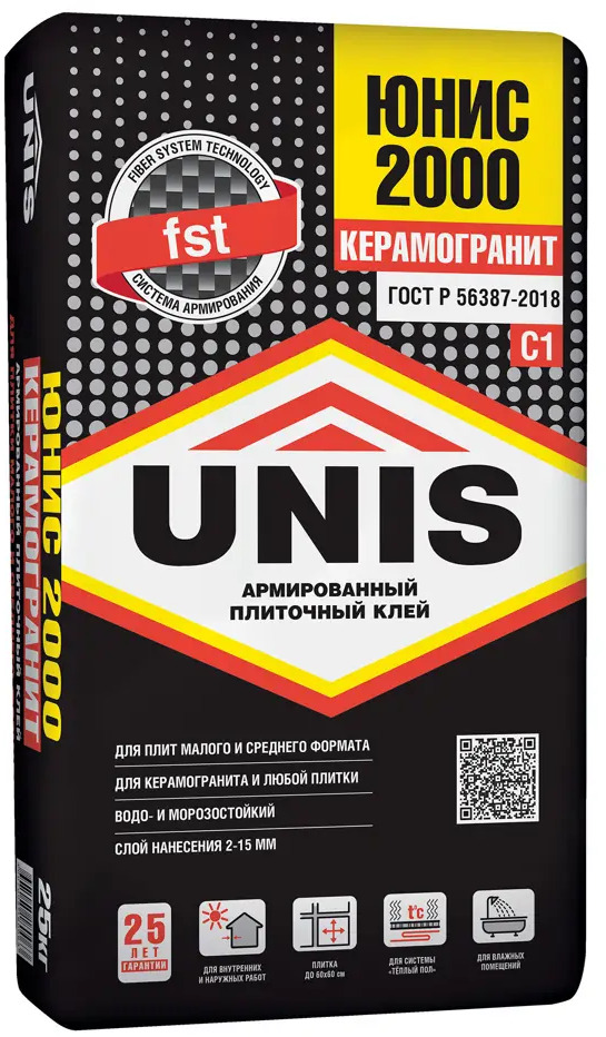 Unis 2000 - универсальный плиточный клей с армирующими волокнами 13098932
