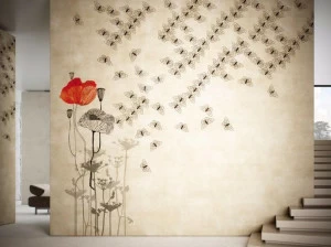 GLAMORA Моющиеся виниловые обои с цветочными мотивами Card