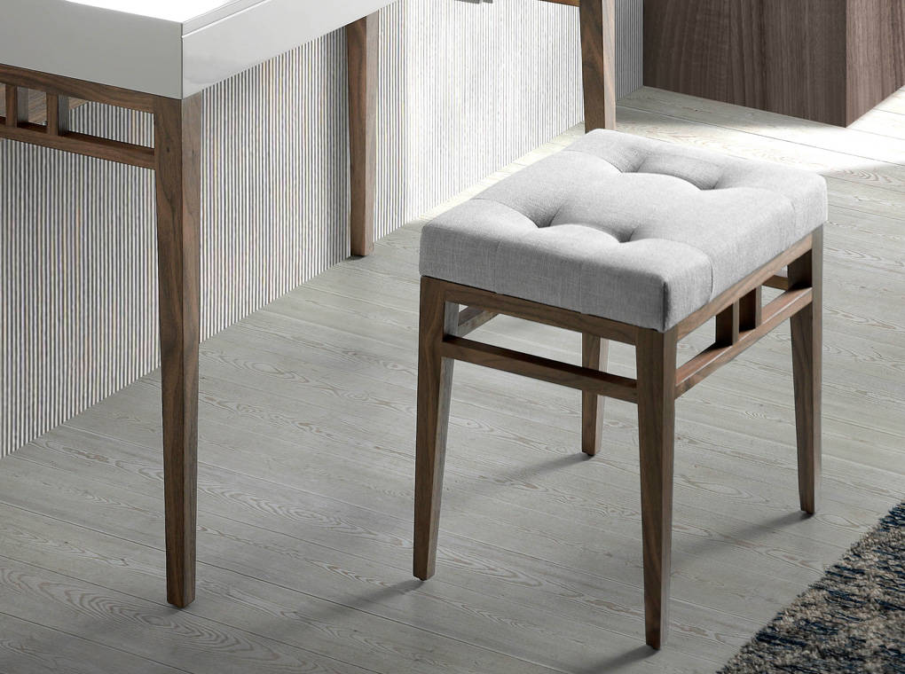 Табурет мягкий с деревянными ножками серый от Angel Cerda ANGEL CERDA CP1709ST 00-3865666 Коричневый;синий  - Вид №1
