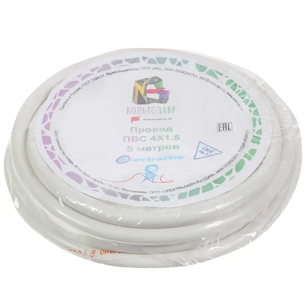 Провод Electraline ПВС 4x1.5 5 м (ГОСТ) 81930666 STLM-2074995  - Вид №2