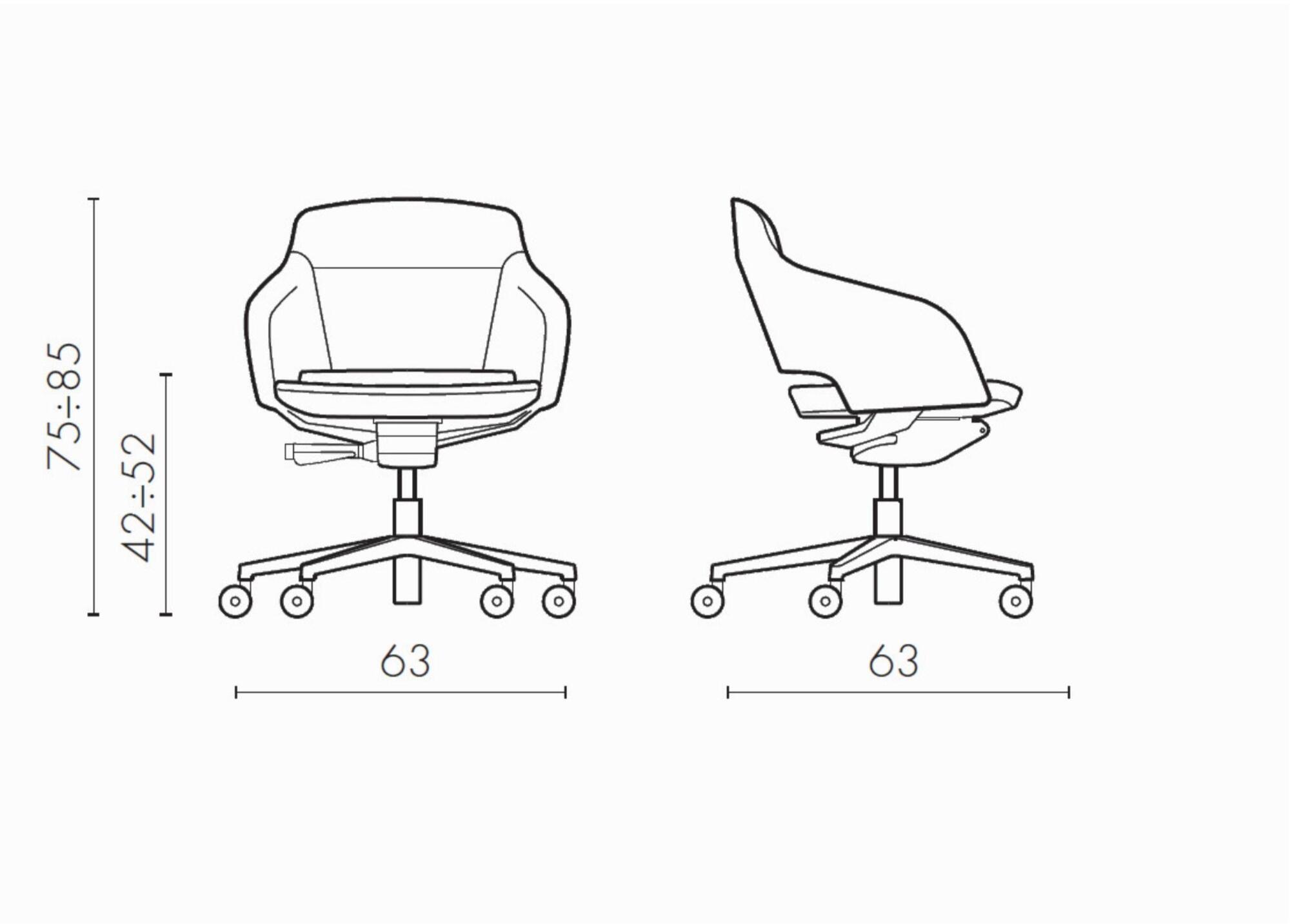Sinetica Кожаное кресло с 4 спицами для залов ожидания на колесиках Captain sun-id-1347094 - Вид №3