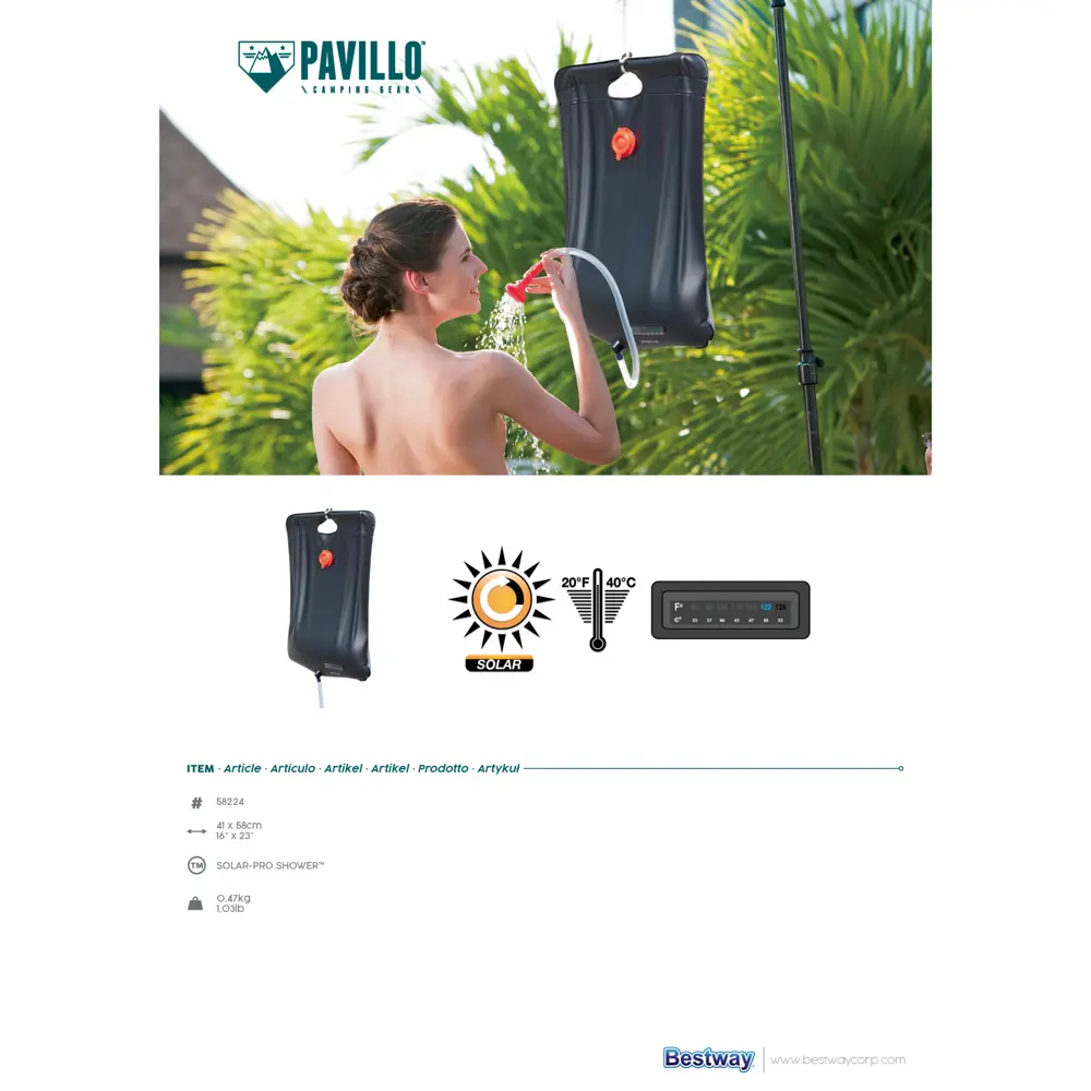 Душ дачный Bestway мобильный 20 л встроенный термометр Santreyd STLM-2020093 - Вид №5