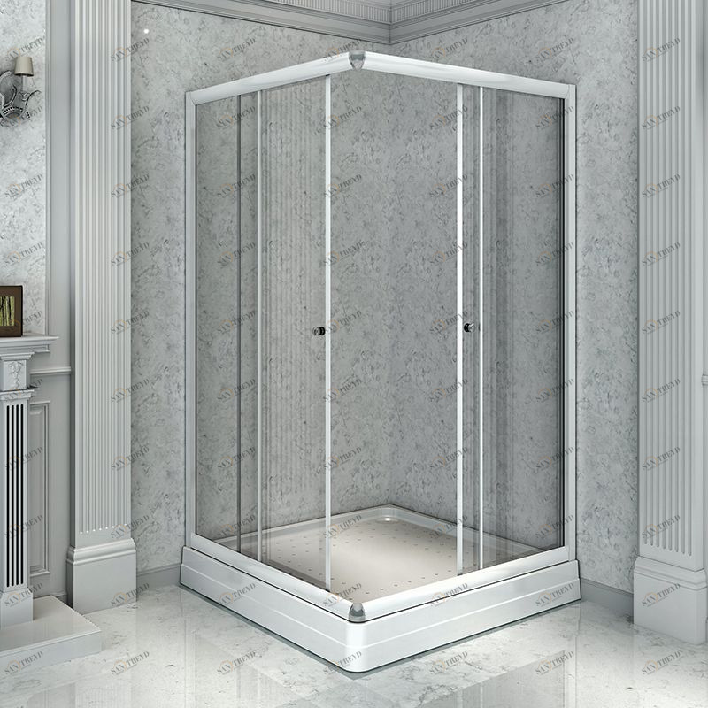 Душевой угол 110 (квадратный), стеклянные шторки (прозрачные), поддон на раме-подставке с устройством слива, профиль белый Radomir 1031001200