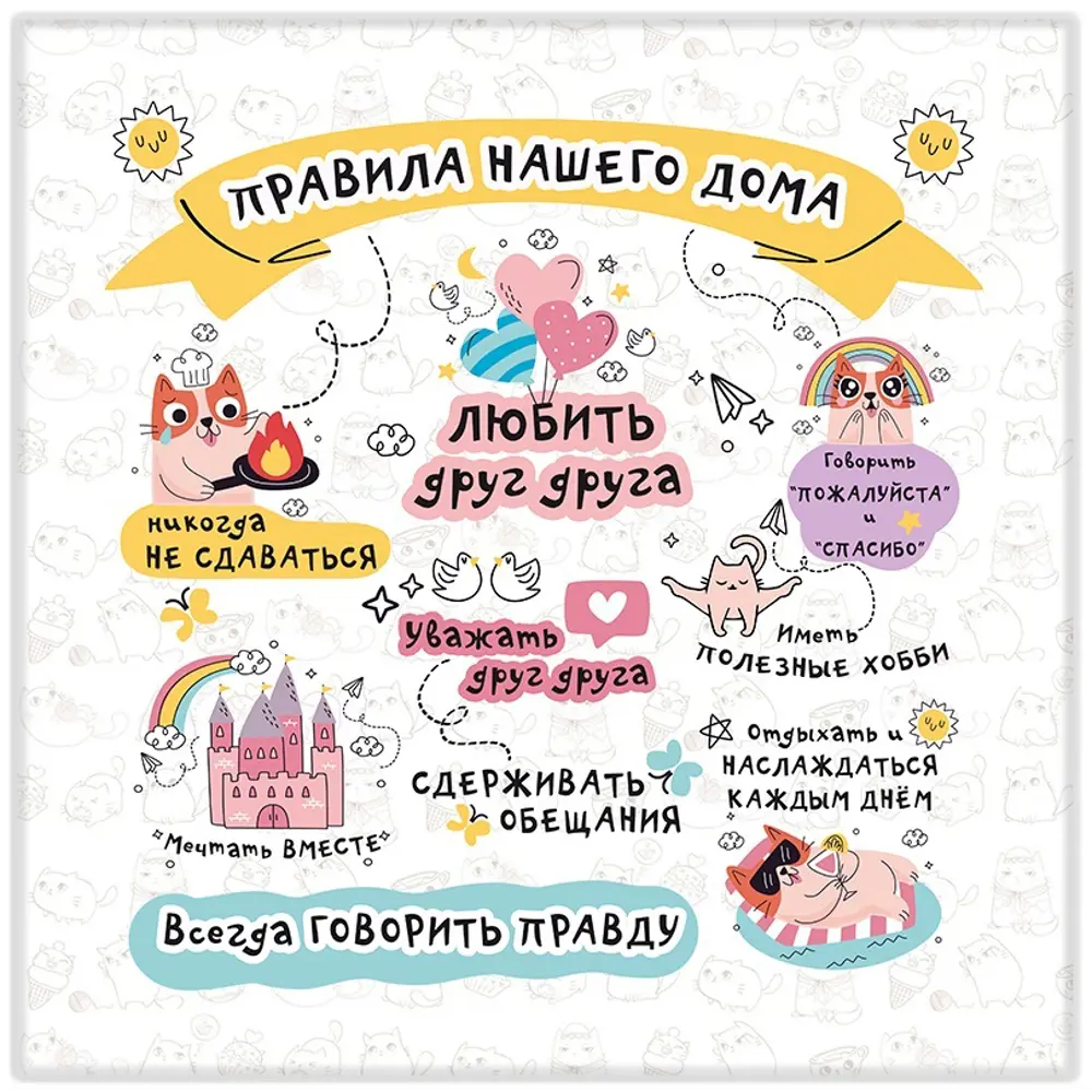 Картина на холсте Милые правила 30x30 см FBRUSH STLM-2162903