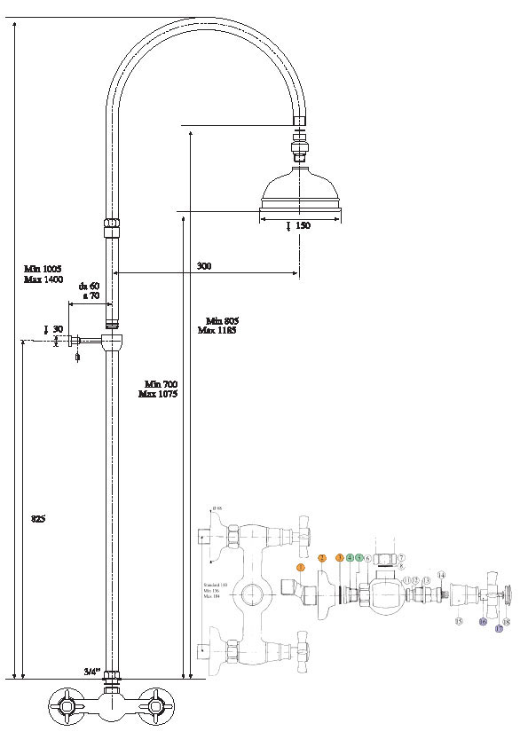 664920JJ18D200 Душевая система Bandini Old England Santreyd - Вид №1